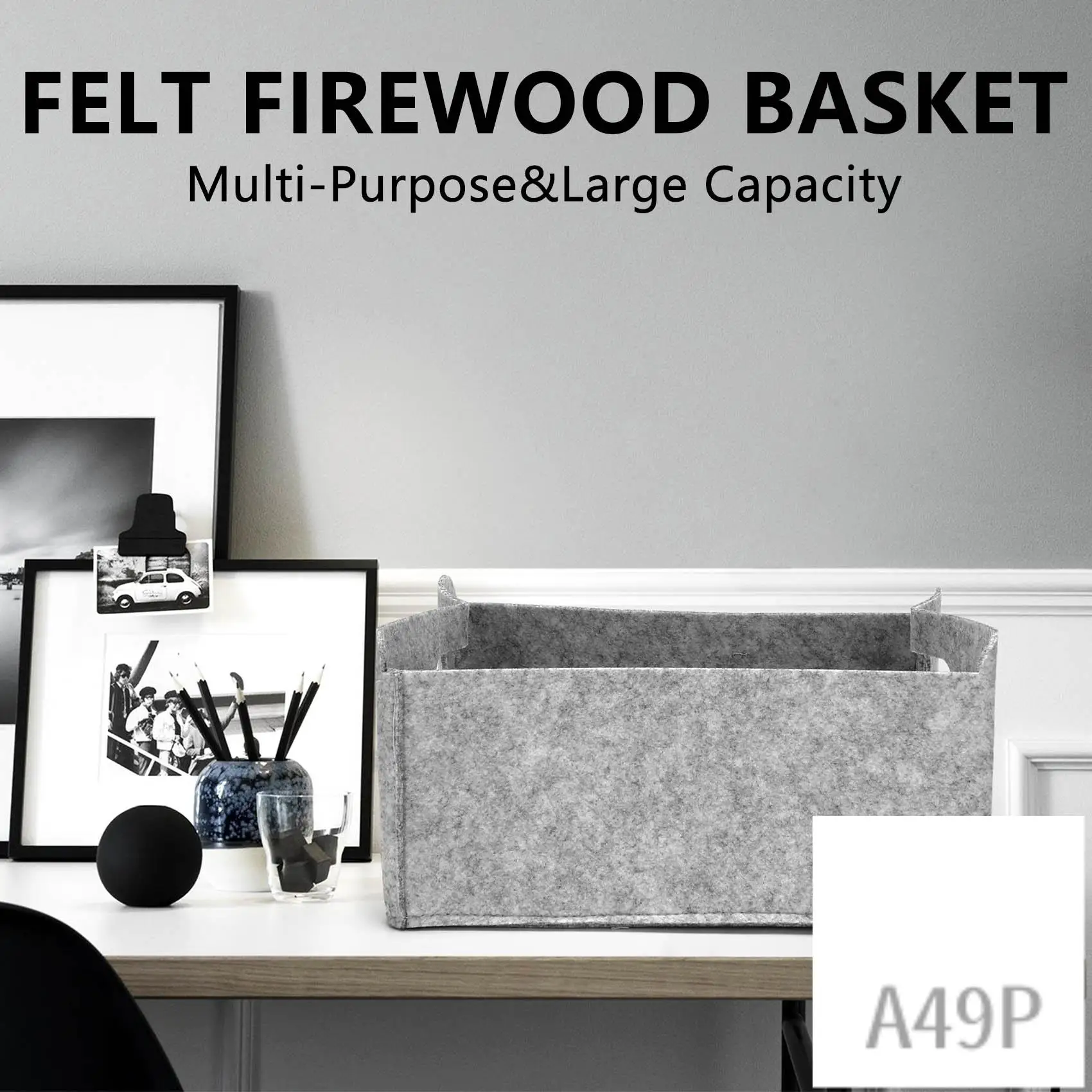 

P4-2Pcs Felt Storage Basket/Bin With Handles, Collapsible & Convenient Storage Solution