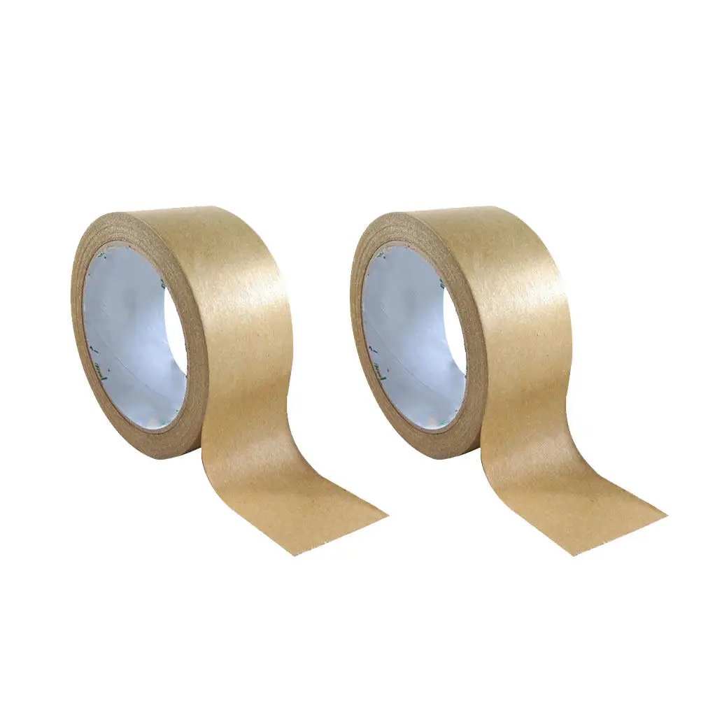 2 Rolls Kraft Paper Tape 35mm by Hand Self Adhesive Abrasion Water Resistant for Gift Packaging DIY Craft Party Tape