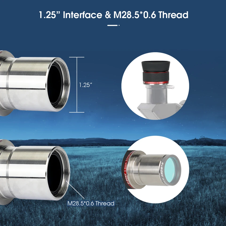 Svbony SV215 Zoom Eyepiece,1.25 Inch 3-8mm,with Parfocal Design