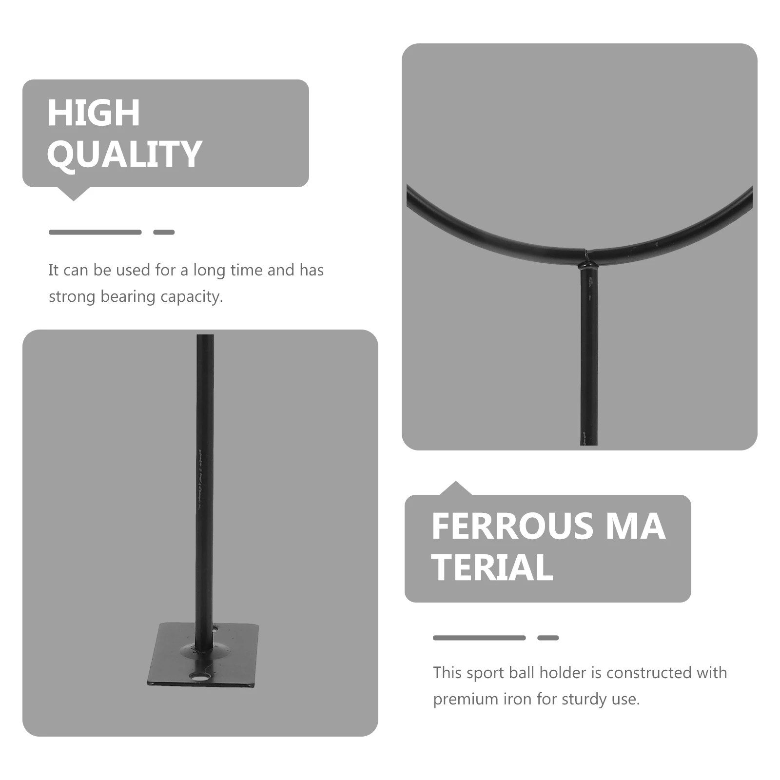

5pcs Wall Mount Brackets Iron Basketball Soccer Volleyball Display Rack Home Office Garage School 5mm Black