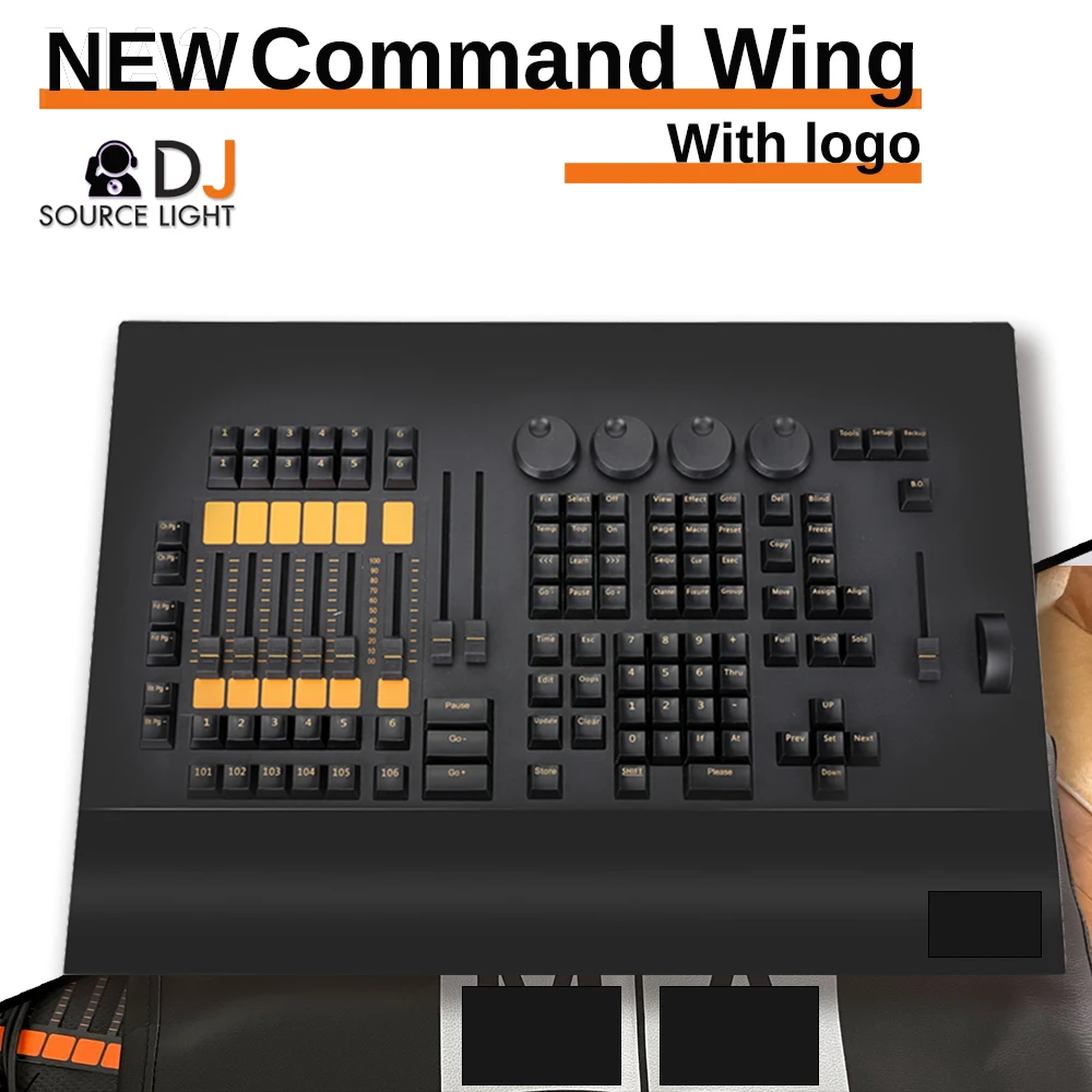 Consola de alas de comando, controlador de luces de escenario dmx512, consola de iluminación de dj con estuche de vuelo para DJ Disco, lavado de haz de cabezal móvil