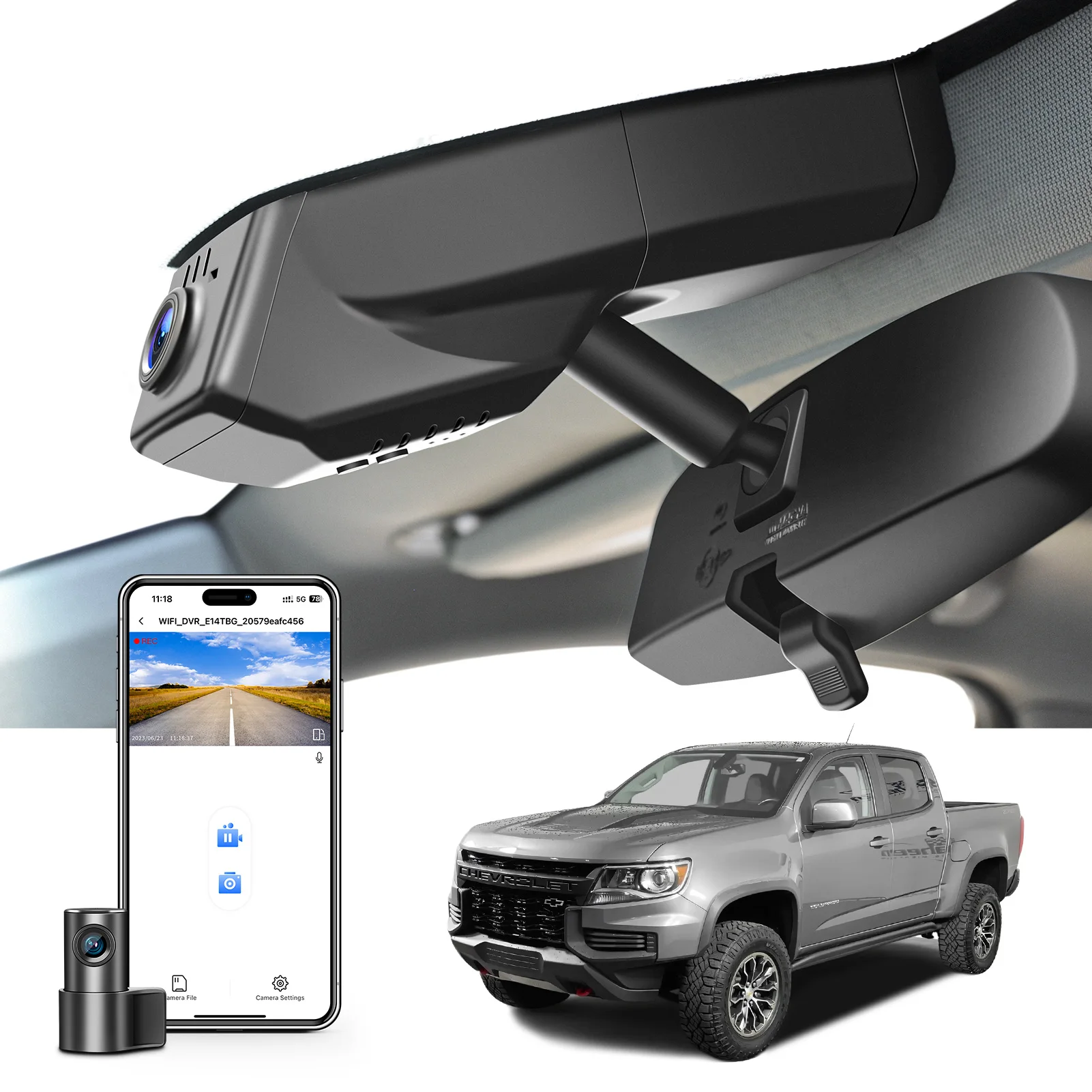 Mangoal 4K Dash Cam para Chevy Colorado Select Base WT WD LT Z71 ZR2 modelo A/B 2015-2022 con WiFi aplicación gratuita función de visión nocturna