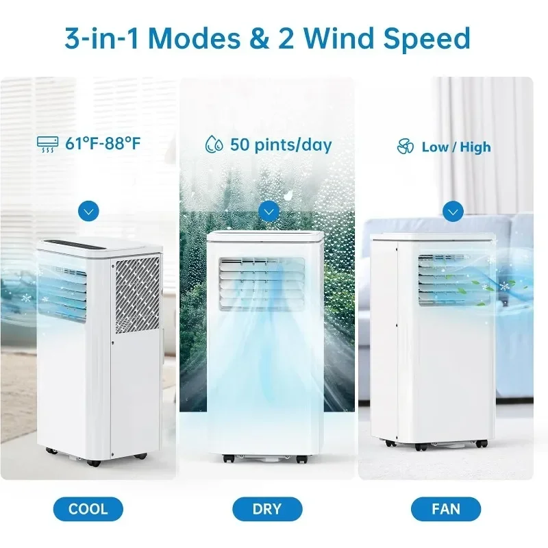 Portable Air Conditioner,8000Btus 3-IN-1 Quiet AC Unit with Remote Control,Portable Air Conditioner Built-in Dehumidifier