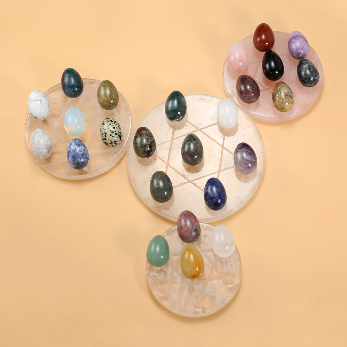 Egg Statue Natural Stones Ornament Rose Quartz Opal Jade Reiki Figurine Energy Healing Crystals Stone Aquarium Room Decor