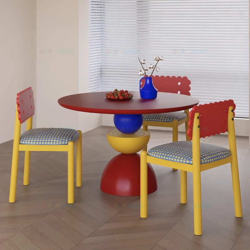 Table à manger créative table à manger et chaises couleur style Memphis