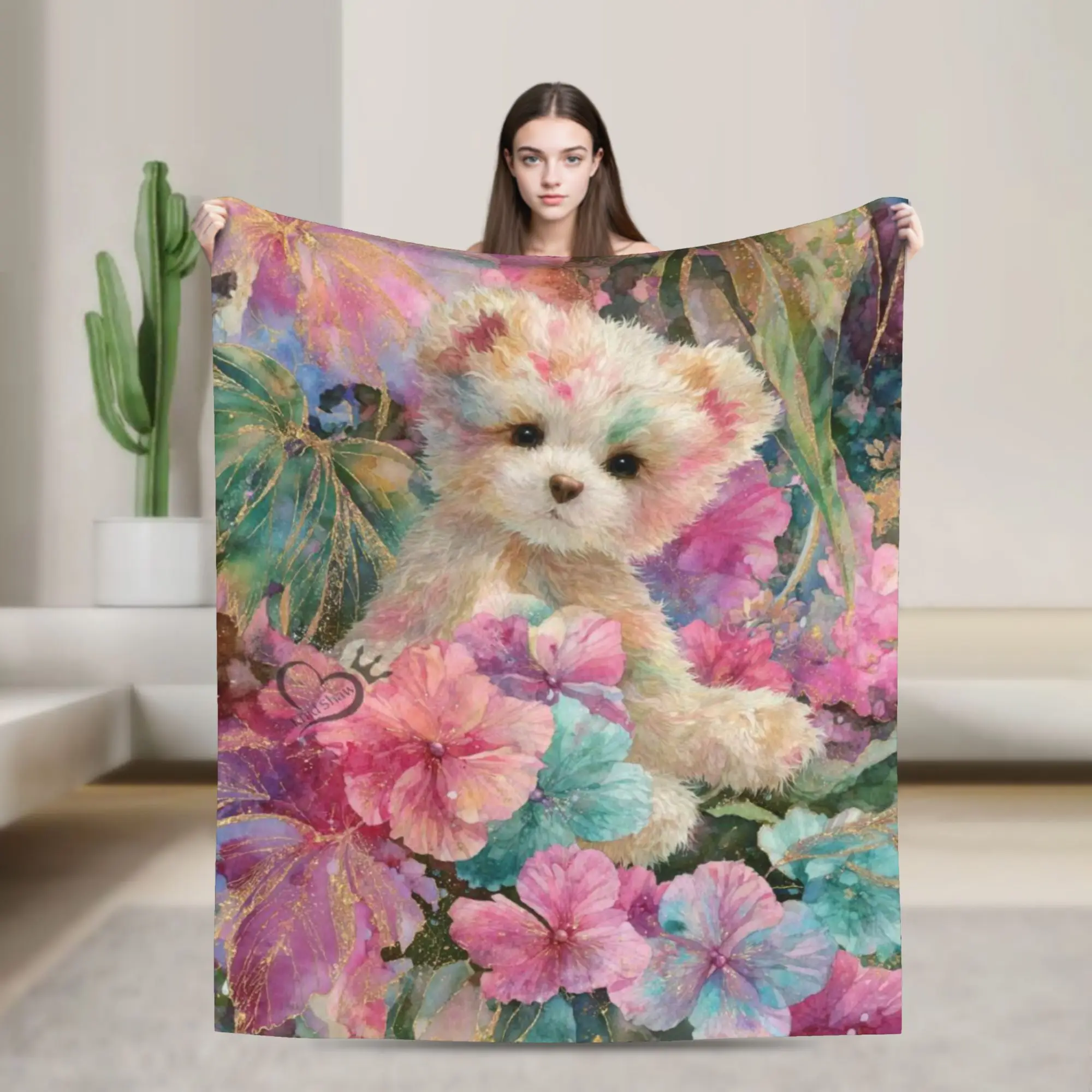 Warm Soft BlanketChild Travel Colorful Teddy Bear Floral Throw Blanket  Flannel Bedspread For Home Decor Graphic Sofa Bed Cover