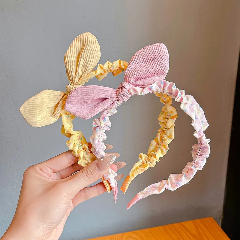 2024 New Children Sweet Bowknot Ornament Headband Headwears Girls Acrylic Candy Colors Hair Hoop Headbands Kids Hair Accessories