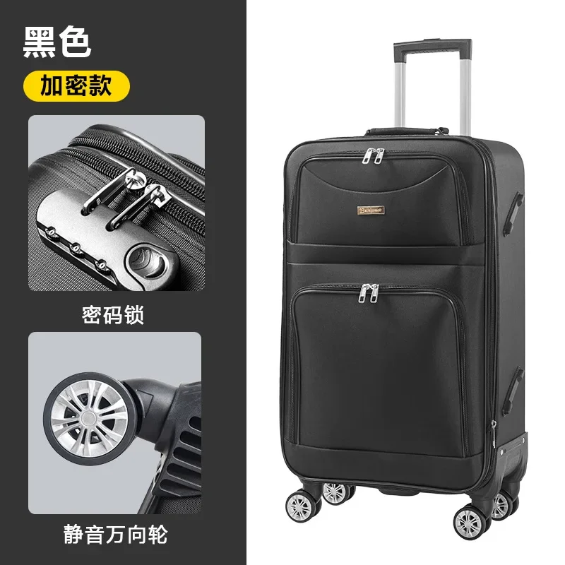 Oxford Doek Bagage Trolley Box Unisex Student Reisbox Spiner Business Wachtwoord Lock 20 Handbagage 22 24 26 28 Inch