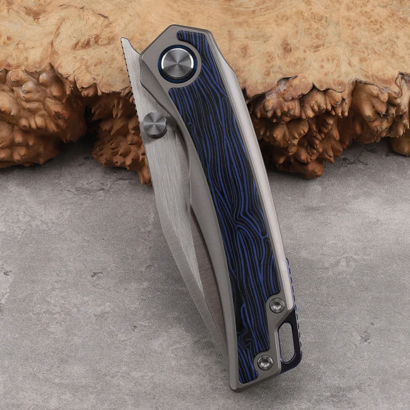 M390 Steel Sheet G10 Patch Titanium Alloy Handle Folding Knife Outdoor Camping Survival Tactics EDC Portable Sharp Pocket Tool