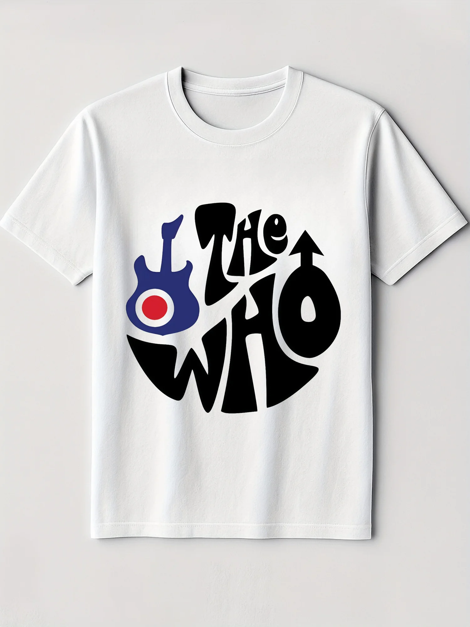 

Men'S The Who Graphic T-Shirt Vintage Band Logo Print Breathable Round Neck Short Sleeve Casual Tee for Casual Attire Music Fans