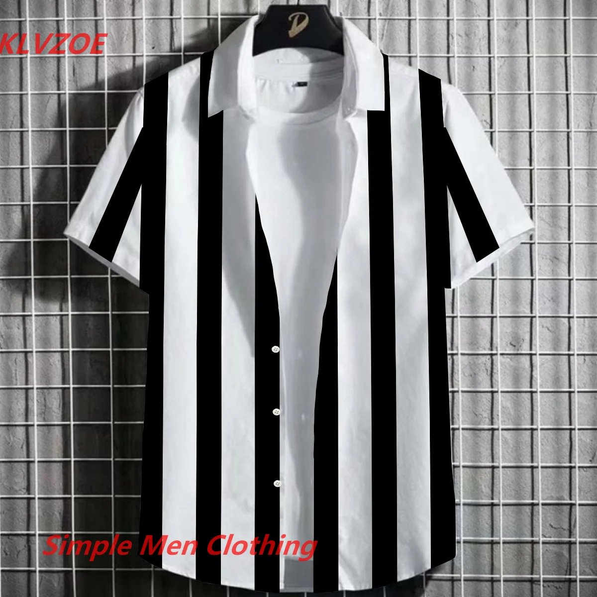 

Mens Short Sleeve Shirt New Summer Line Printing Social Shirt Top Turn-down Collar Button-up Casual Shirt Chemise Homme S-4XL