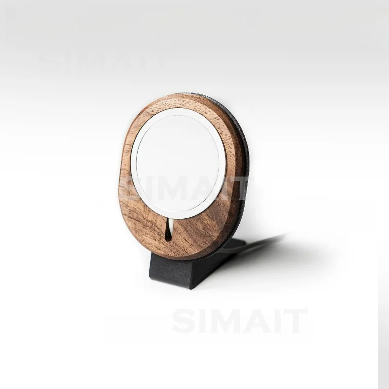 Walnut Wood Modular Phone Charging Dock Fast Wireless Charger Stand Premium Desk Organizer Holder for Home Office Desktop Setup