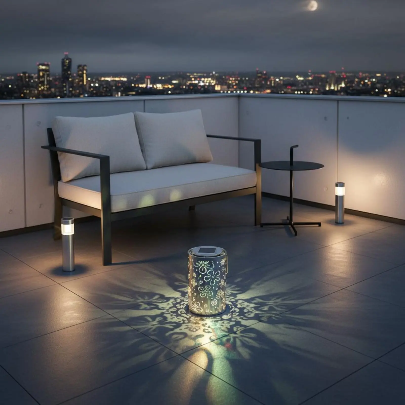 Hollow-Etched Solar Lantern Waterproof Floral Pattern Garden Lamp Solar-Powered Light Lawn Lamp Dusk to Dawn Controller Outdoor