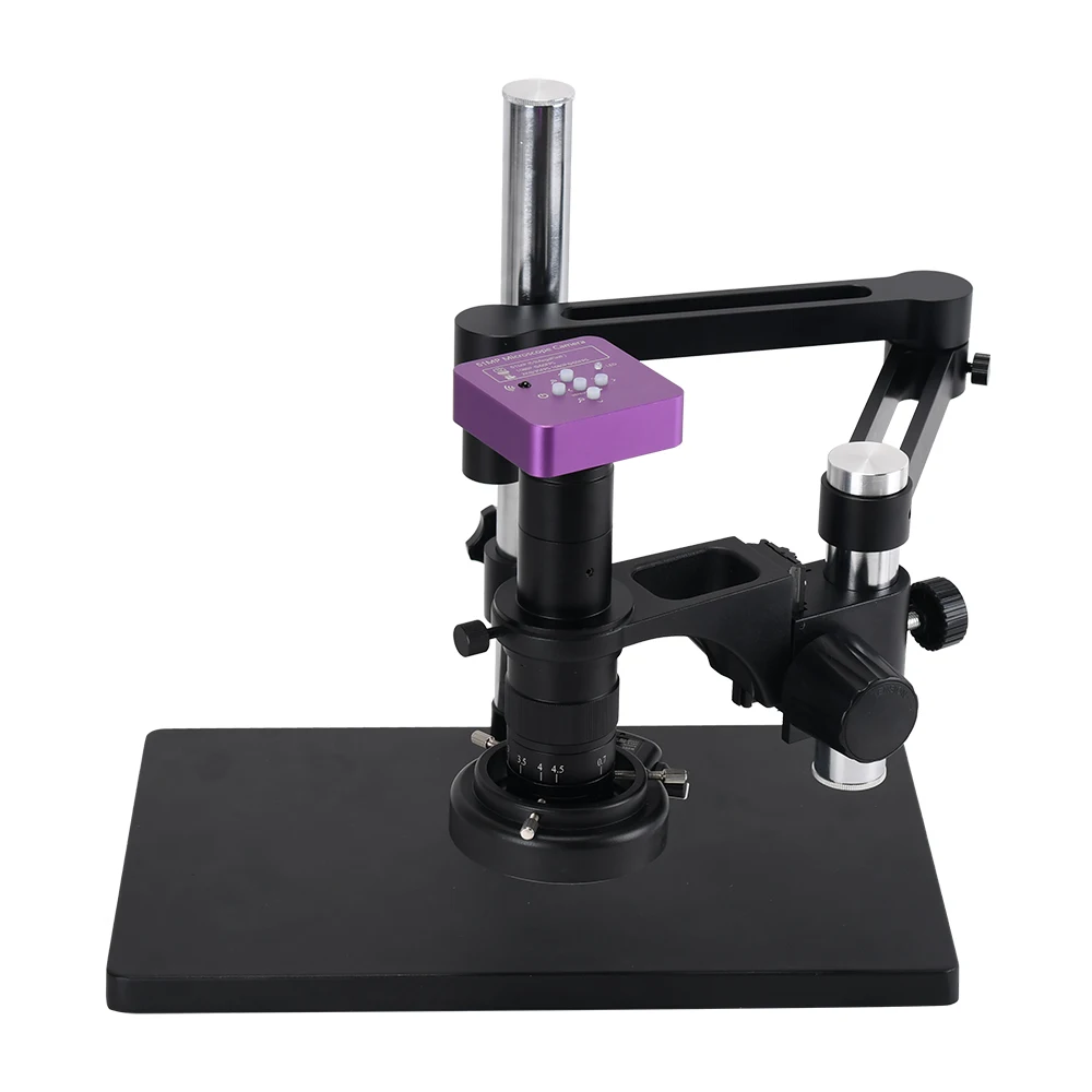 51MP Industrial Flexible Swing Arm Microscope 1080P 60FPS Camera 180x C-mount Lens 144 LED Light Microscope For Mobile Repair
