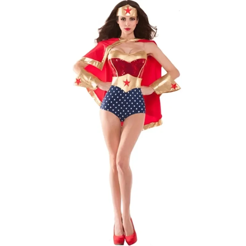 

Сценический костюм- Wonder Super Warrior America Woman Hero, нарядное платье для Хэллоуина, Пурима и карнавала, косплей-вечеринки
