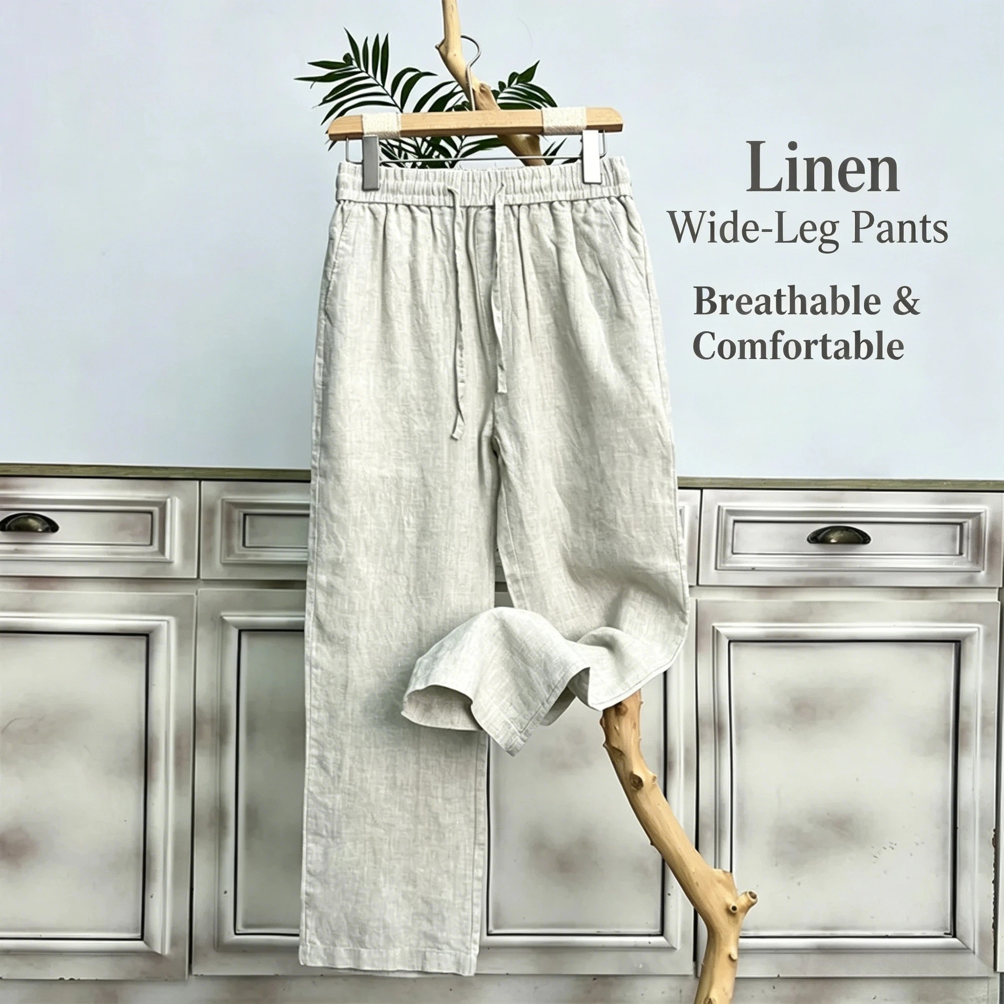 

Summer Men's High-Grade Linen Pants Loose Comfortable Breathable Fashion Solid Color Casual Straight Leg Cotton Hemp Trousers