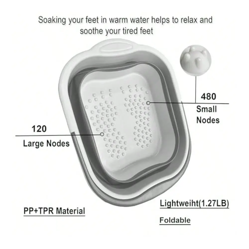 

Foot Soak Tub 15L 4 GL With Handle Bath Massager For Dry Cracked Feet Plastic Grey Foot Bucket