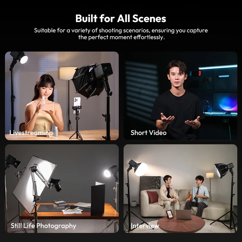 Ulanzi ML100Bi | ML100RGB 100W COB Video Light 2700K-6500K Bi-Color | 360° RGB Photography Studio Light for Shot Livestreaming