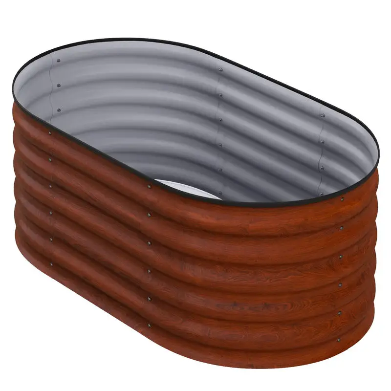 

3.4' x 2' x 1.4' Galvanized Raised Garden Bed Kit, Metal Planter Box with Safety Edging, Brown