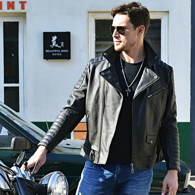 2024 New Spring Autumn Male The Old First Layer Of Pure Cowhide Leather Jacket Fashion Motorcycle Slim Leather Jackets For Men