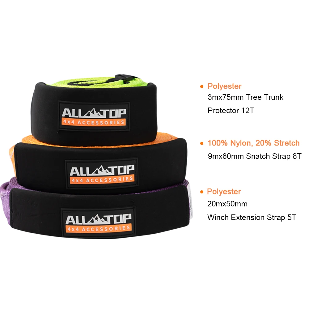 4x4 Off-road Vehicle Emergency Tool Tow Strap 9PCS  Recovery Kit