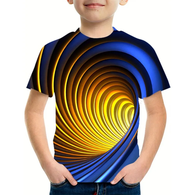 New Boys Girls T Shirt Clothes Summer Children\'s Clothing Funny Vortex 3D Printed Kids Boy Girl T-Shirt Fashion Baby Tees Tops