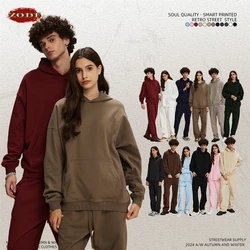ZODF Fashion Autumn Men's Solid Hoodies Unisex Basic Relax Fit Solid 430gsm Hooded Pullovers Brand Clothes HY0882