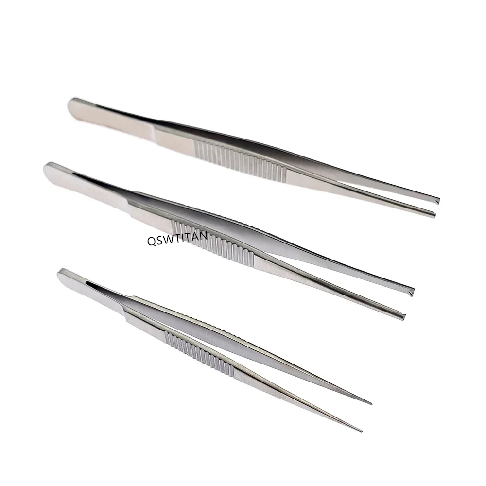 Teethed Tissue Forceps Tweezers Serrated Tips Stainless steel Plastic Eye Surgical Instrument