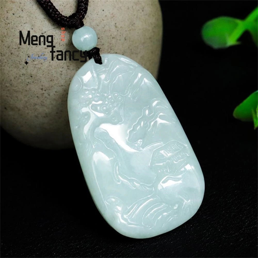 Natural Myanmar A-goods Jadeite Exquisite Elegant Simple High-grade Pendant Shan Shui Plaque Jade Luxury Quality Fashion Jewelry