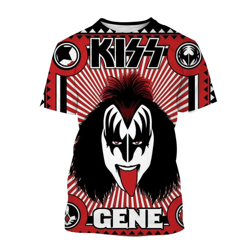 New Rock Kiss Band T Shirts 3D Print Men Woman Short Sleeve O-Neck T-shirt Streetwear Oversized Harajuku Kids Tops Tees Clothing