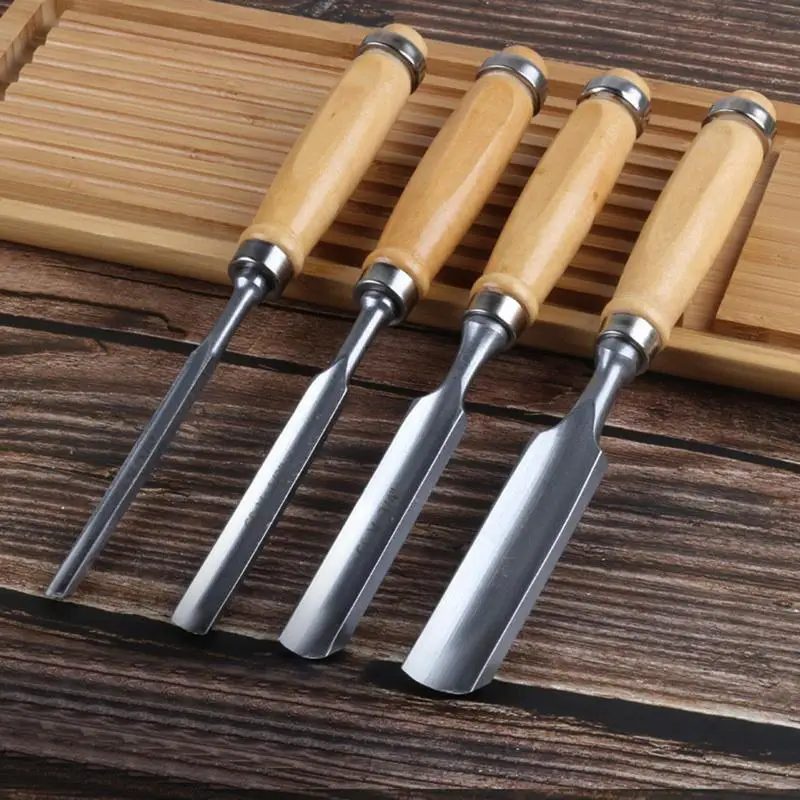 6/12/18/24mm Semi-Circular Woodworking Chisel Set Carving Chrome Vanadium Steel Carpenter Wood Carving Gouge Chisels Tool