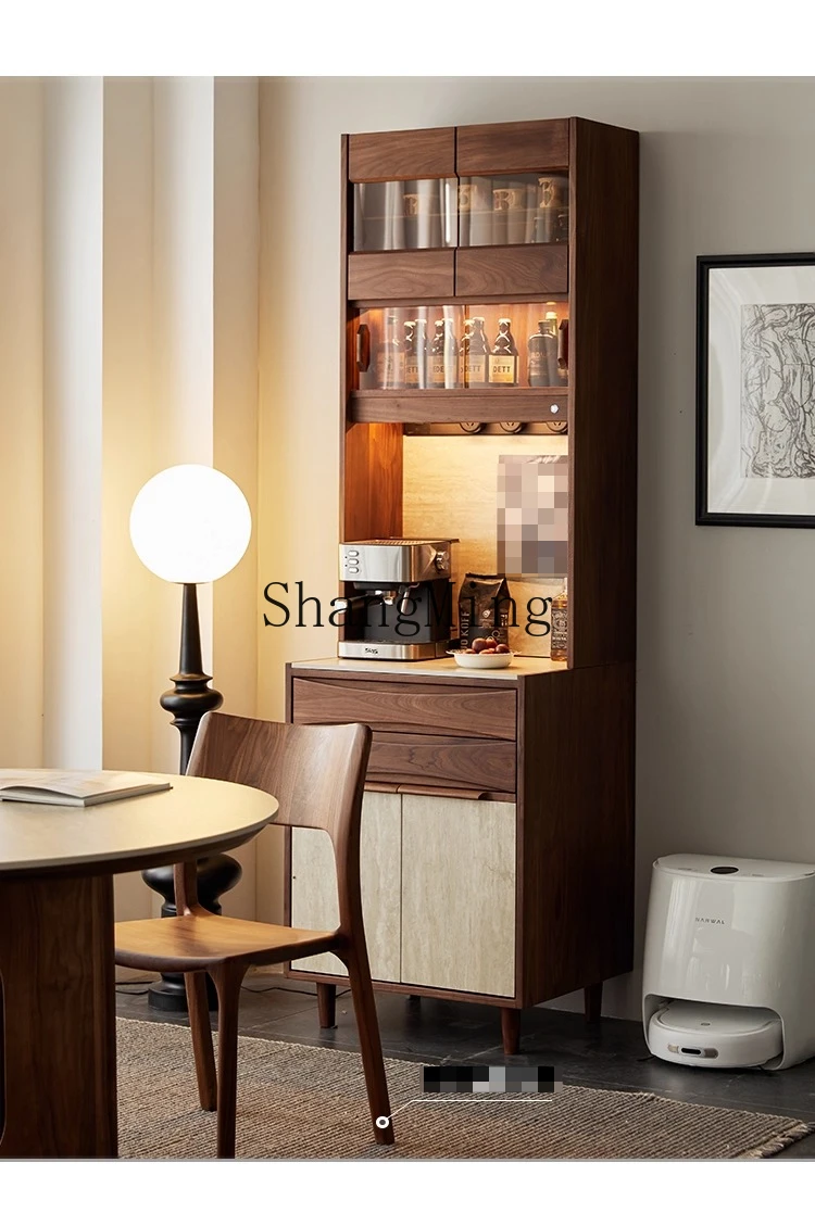 FG good-looking  solid wood household living room rock slab cave stone narrow side cabinet simple storage high cabinet