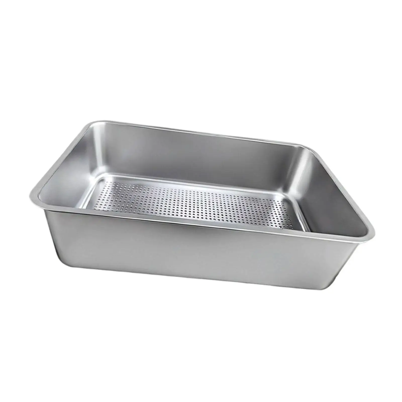 

Cat Litter Box Stainless Steel Sand Box Open Top Pet Supplies Sturdy with Sifter Large Anti Splashing for Indoor Cats Sand Basin