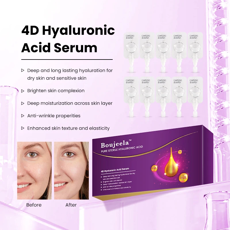 10pcs 4D Pure Hyaluronic Acid Essence Liquid Powerful Hydration Repair Damage Skin Firming Moisturizing Anti Aging Serum