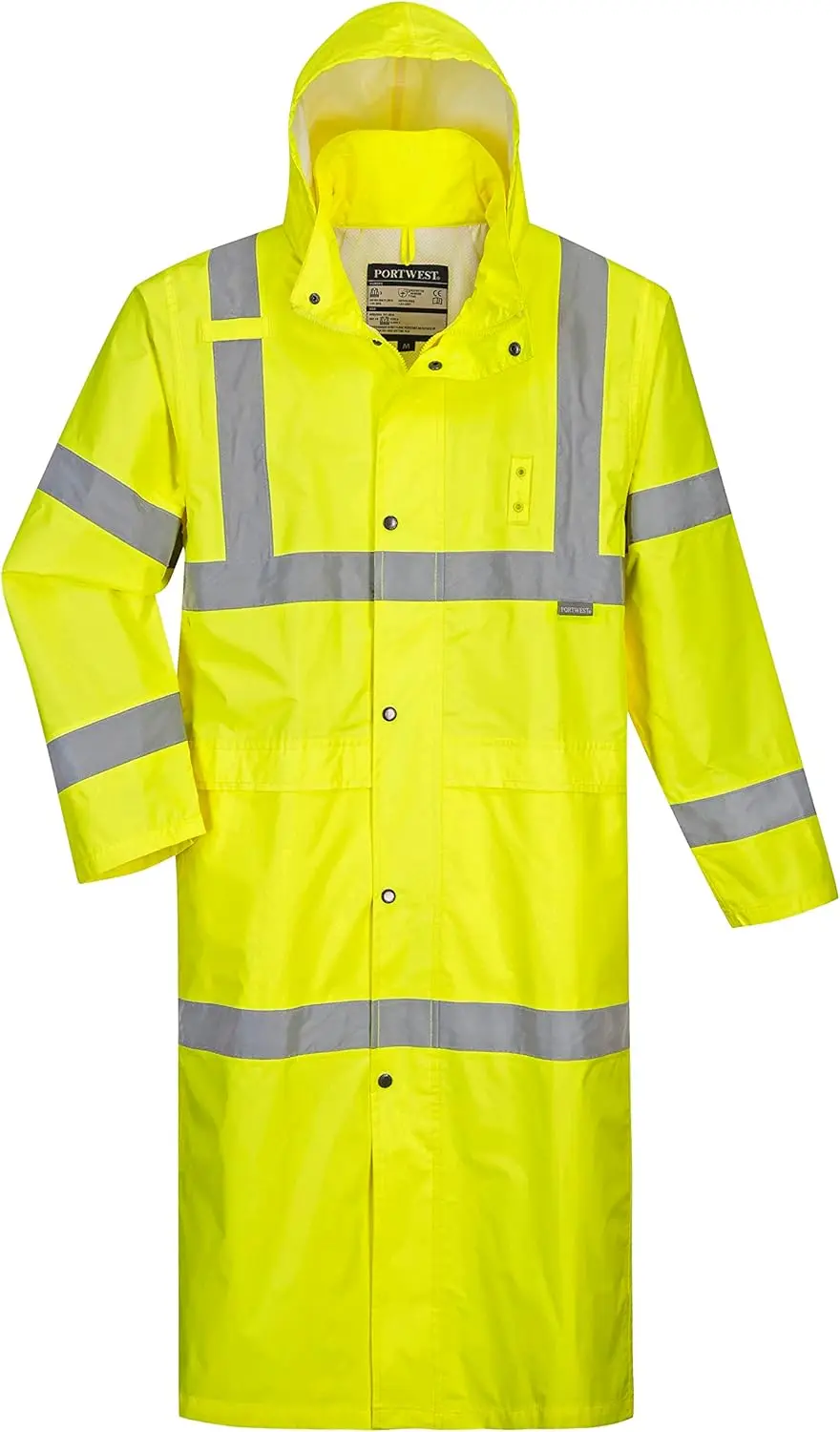 Stormguard UH445 Mens Classic Raincoat Waterproof Hi Vis Reflective Long Rain Jacket ANSI Class3Protective Outerwear Safety Gear