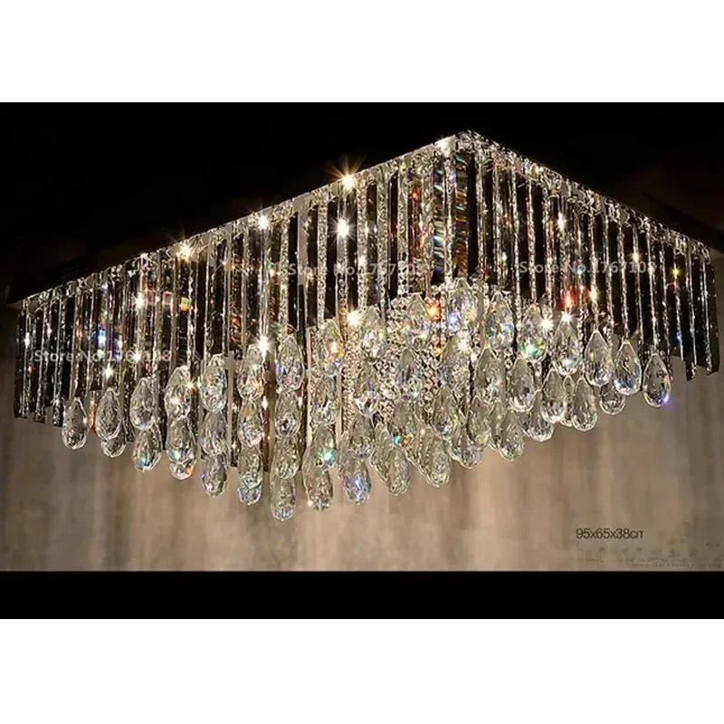 Rectangular living room crystal lights LED ceiling lamps bedroom modern minimalist dining room