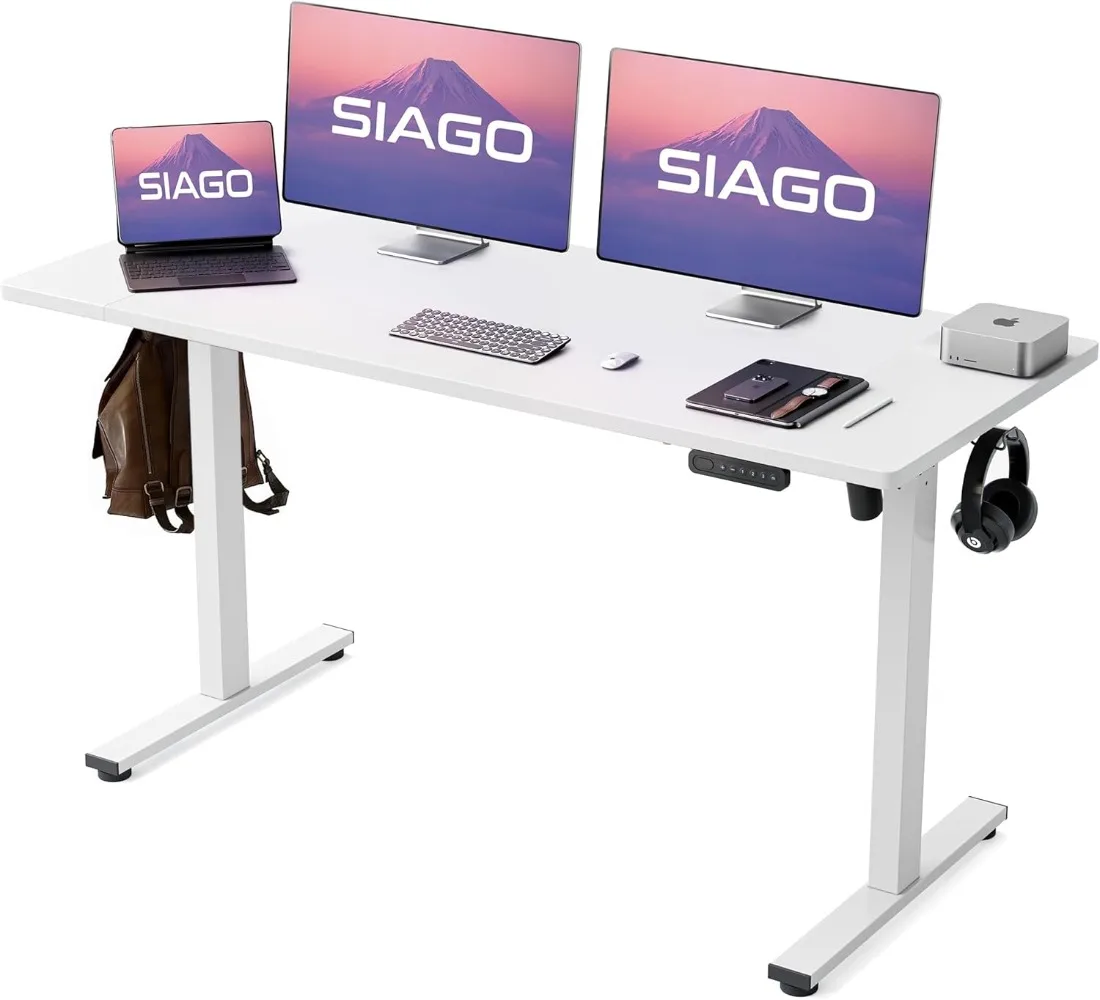 Electric Standing Desk Adjustable - 63 x 24 Inch Sit Stand up Desk with Cable Management