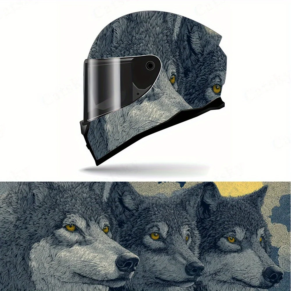 

Tenacious Wolf Pack Motorcycle Helmet Decal, Waterproof Self-adhesive Helmet Vinyl Wraps Sticker, Cool DIY Graffiti Film, Gift f