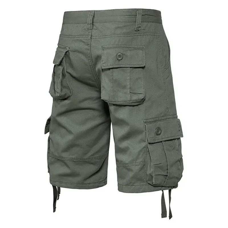 

Summer Men Work Cargo Shorts 90% Cotton Breathable Sportswear Multi-Pocket Casual Short Pants Plus Size Loose Black Green Shorts