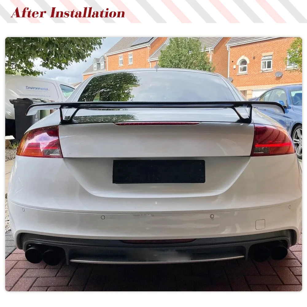 Carbon Fiber/FRP Black Rear Boot Double-Deck Spoiler Trunk Tail Wing For Audi TT MK2 8J TTS Coupe 2Door 2008-2014 Change to TTRS