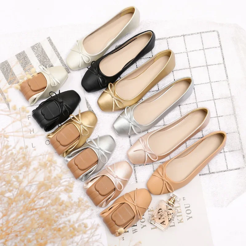 Flache Schuhe für Damen, Ballerinas, runde Zehen, Fliege, Slip-on-Ballerinas, faule Loafer, Mokassins, lässige Damen-Flats, Schuhe 2025,