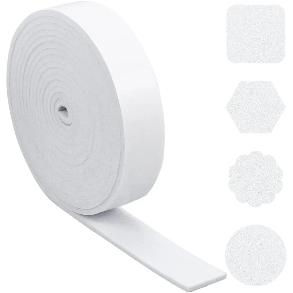 164ft x 16Inch Self Adhesive Felt Tape White Adhesive Felt Strip Sticky Back Felt Non Slip Felt Furniture Pads for Protecting