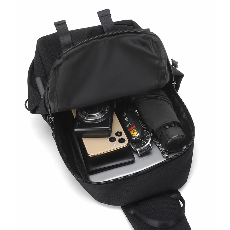 حقيبة صدر متعددة الوظائف ذات سعة كبيرة، حقيبة كتف رياضية وترفيهية للرجال، حقيبة كروس مضادة للرذاذ ومقاومة للاهتراء