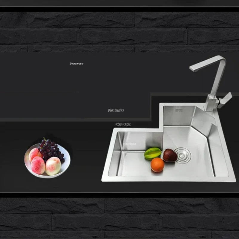 Modern Special-shaped Kitchen Sinks Home Corner Kitchen Sink Creative Single Slot Designer Stainless Steel Kitchen Accessories