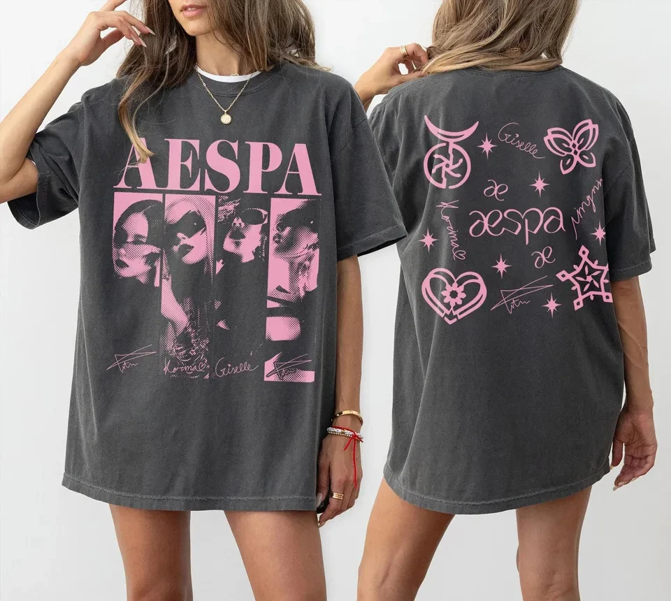 Aespa Aespa Kpop Group Graphic T-Shirt Front Back Member Photo and Signature Print Fans Women's Men's and Kids Short Sleeve Tee - Aliexpress Deal