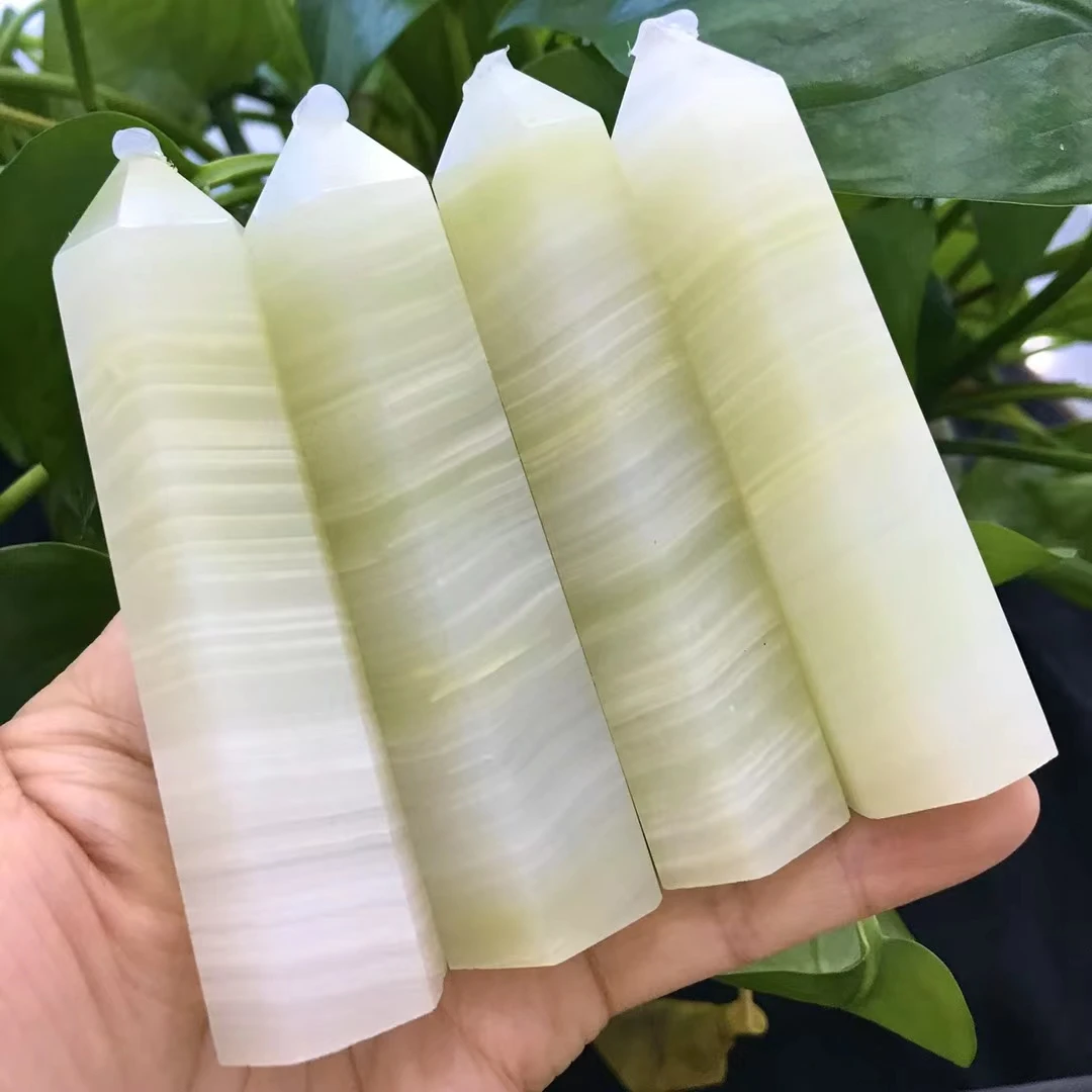 1kg Natural Crystal Point Light Yellow Afghan Jade Healing Quartz Tower Wand Ornament for Home Decor Reiki Energy Stone Pyramid