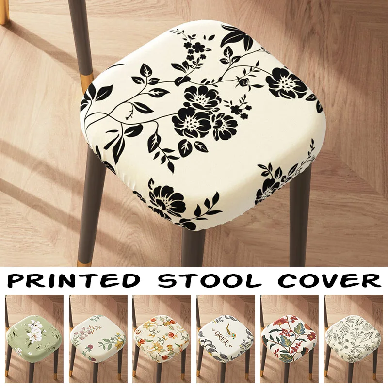 

Pastoral Style Square/ Round Stool Cover Universal Dust-proof Thicken Chair Seat Cover Small Round Stool Protective Cover