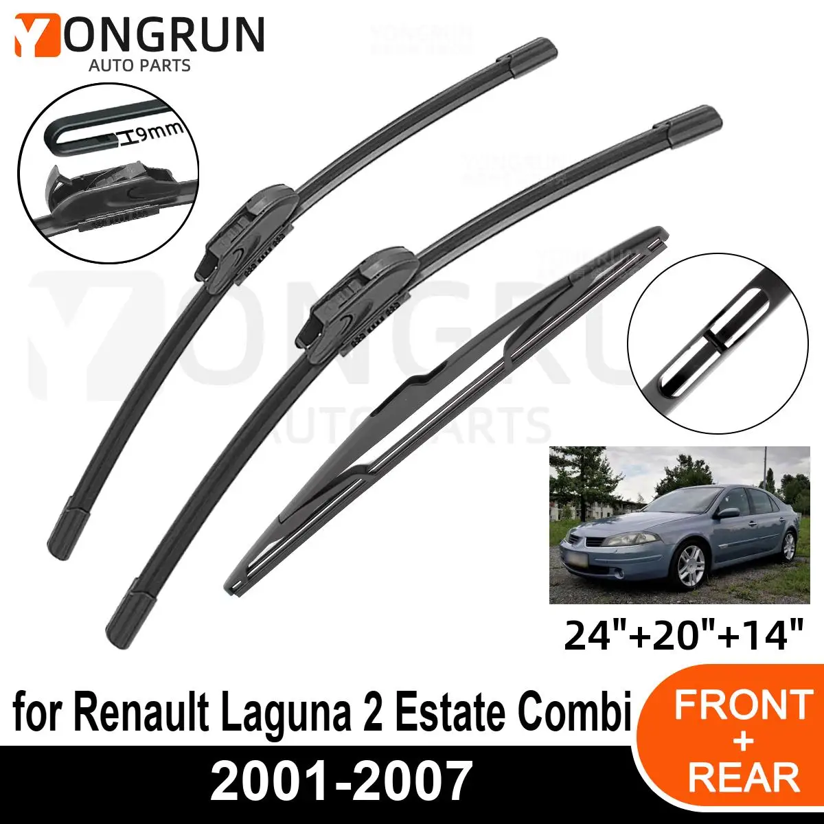 

Щетка стеклоочистителя для Renault Laguna 2 Estate Combi 2001-2007, резиновые аксессуары, 3 шт.