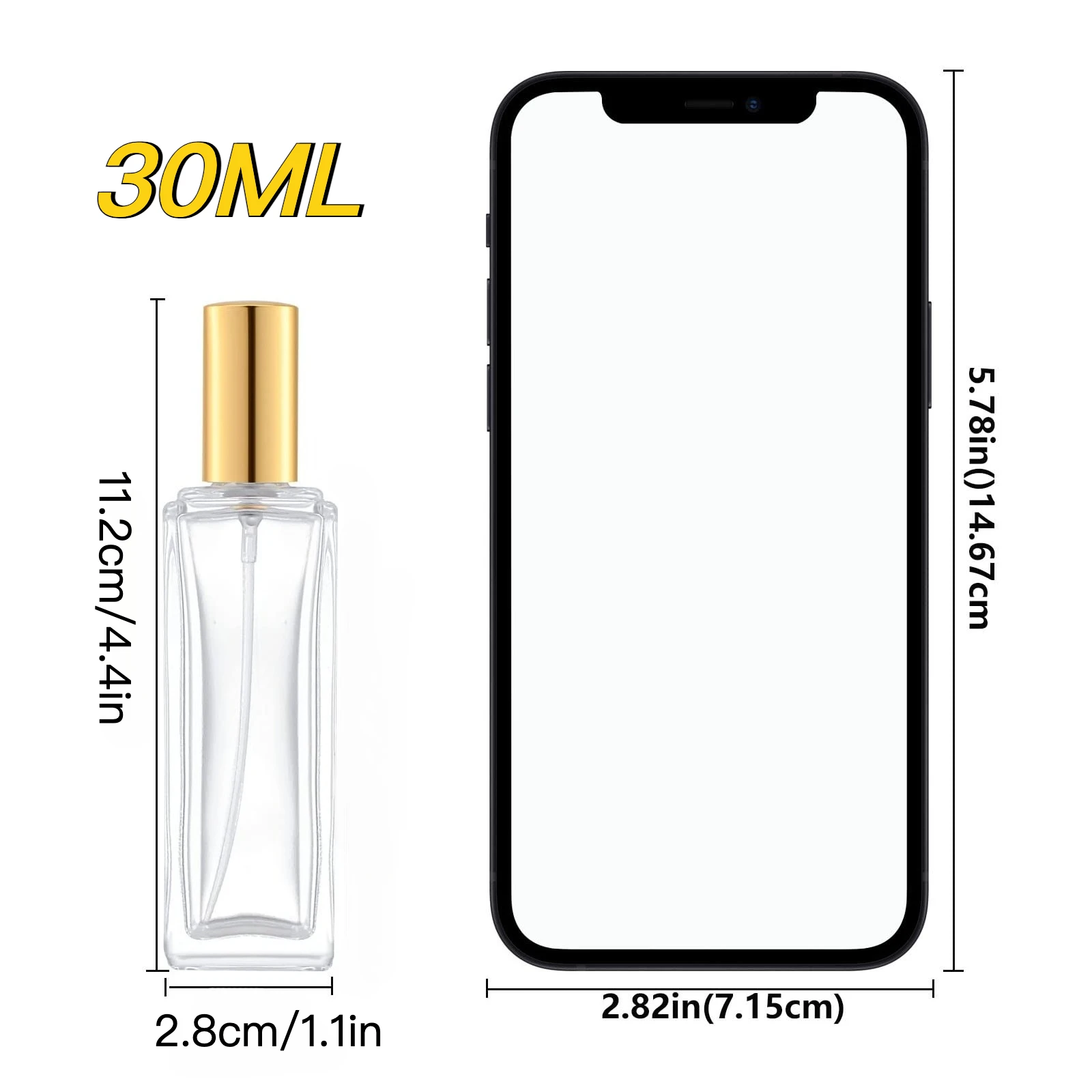 2pcs Perfume Bottle Spray Empty Perfume Atomizer Refillable with 3 Accessories Leak-proof Fine Mist High-end Travel Bottle(30ml)