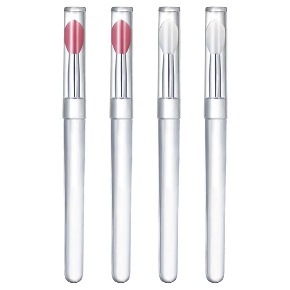 4 stuks siliconen lipborstels met deksel lippenstift applicators make-up accessoires oogschaduw gereedschap draagbare lipverzorging schoonheid